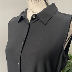 Tommy Hilfiger Sleeveless Black Button-Up Top